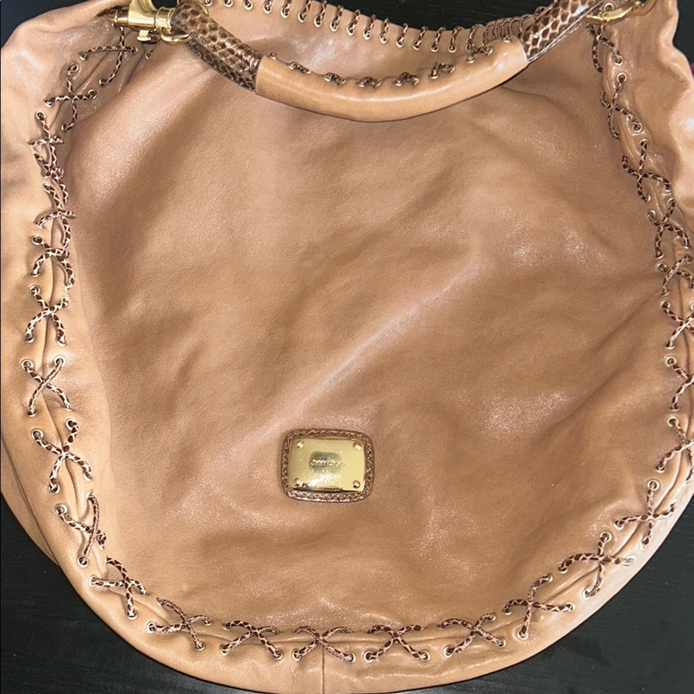 Chic leather & python tan Jimmy Choo Designer Hobo shoulder Bag